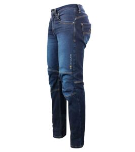vista laterial de jeans de escalada mohawk para mujer