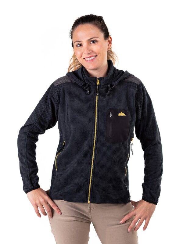 Forro Polar de Mujer Negro con Cremallera Dorado Grizzly de Solo Climb