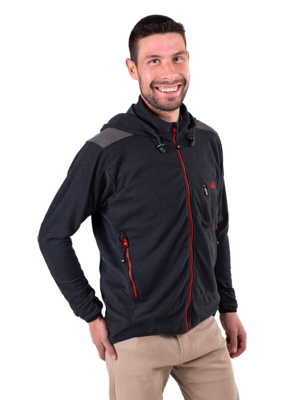 Forro Polar de Hombre Negro Dorado con Cremallera Rojo Grizzly de Solo Climb