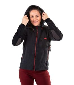 Forro Polar de Mujer Negro con Cremallera Roja Grizzly de Solo Climb