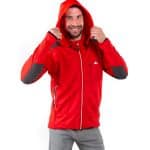Forro polar de hombre rojo con cremallera blanca Yukon de Solo Climb