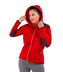 Forro Polar de Mujer Rojo con Cremallera Blanca Yukón de Solo Climb