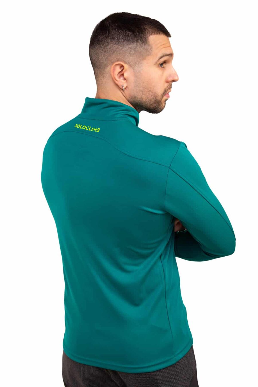 Camiseta Técnica Calanques Mujer Color Verde con Ribete, Vista 3