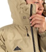 Chaqueta Térmica de Plumas Wendigo Mujer Beige, detalle de Cuello con Capucha