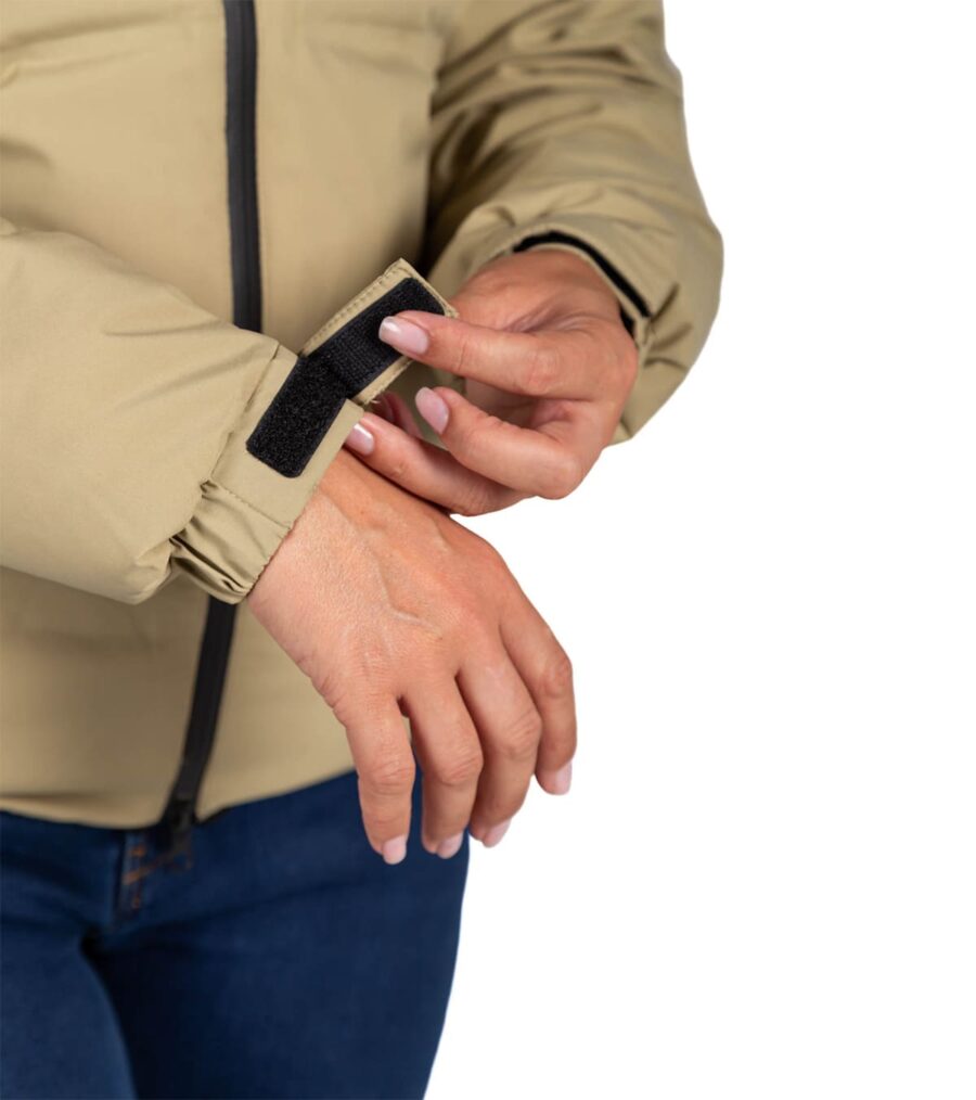 Chaqueta Térmica de Plumas Wendigo Mujer Beige, detalle de Puño