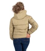 Chaqueta Térmica de Plumas Wendigo Mujer Beige, Vista Trasera con Capucha