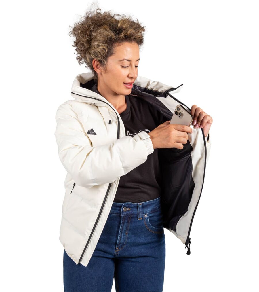 Chaqueta Térmica de Plumas Wendigo Mujer Blanco, Interior, Bolsillo para Móvil