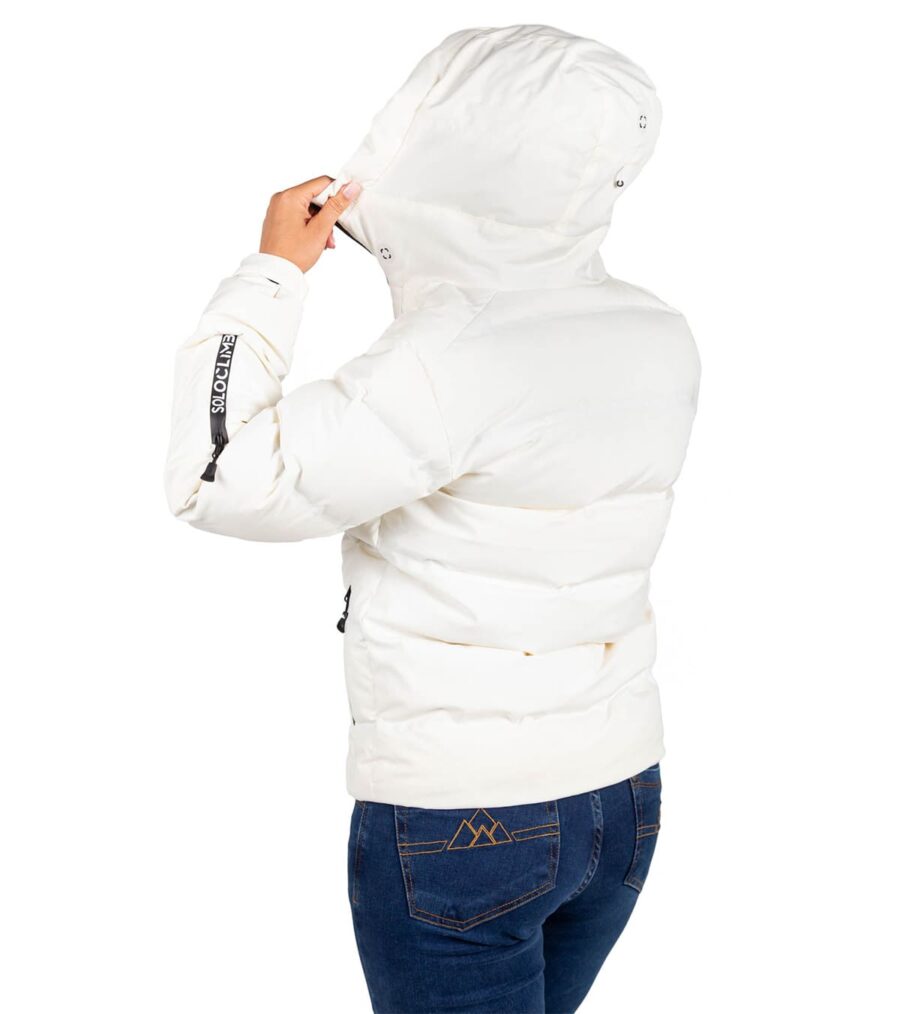 Chaqueta Térmica de Plumas Wendigo Mujer Blanco, Vista Trasera con Capucha