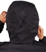 Chaqueta Térmica de Plumas Wendigo Mujer Negro y Amarillo, detalle de Capucha Trasera
