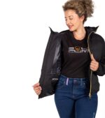 Chaqueta Térmica de Plumas Wendigo Mujer Negro y Amarillo, detalle Interior