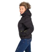 Chaqueta Térmica de Plumas Wendigo Mujer Negro y Amarillo, Vista Lateral