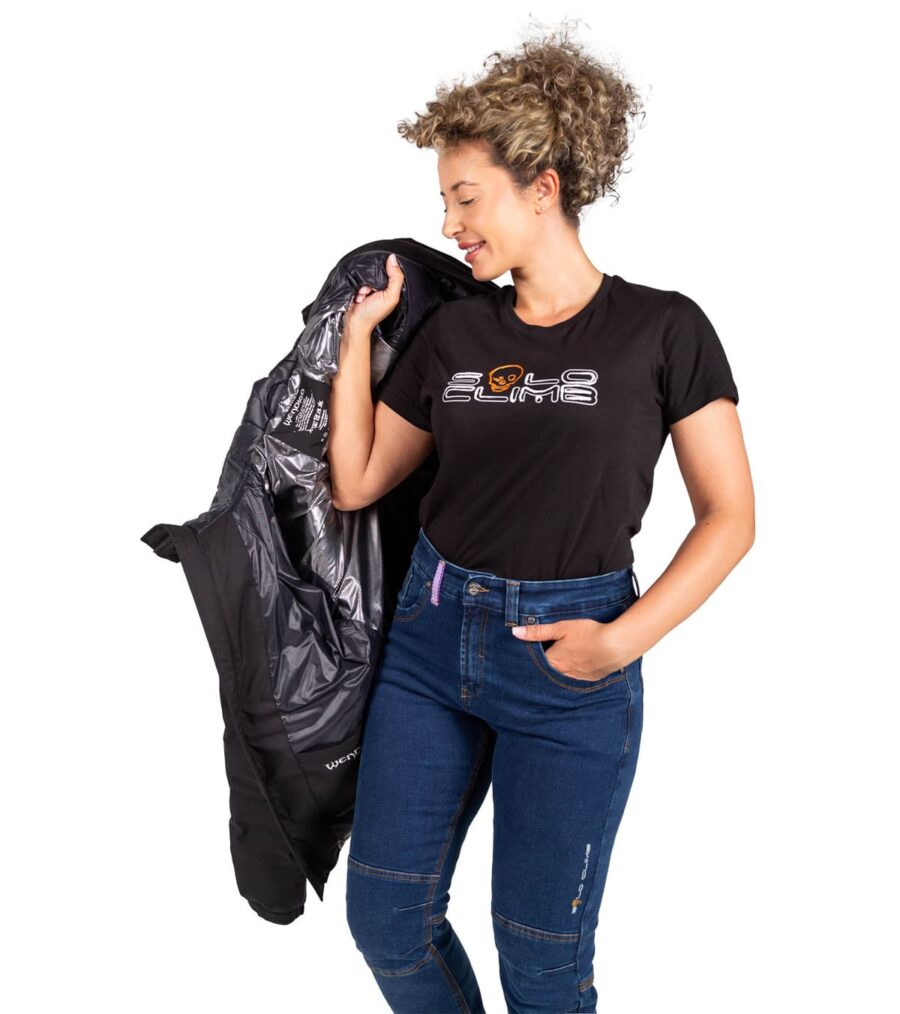 Chaqueta Térmica de Plumas Wendigo Mujer Negro, Chaqueta al Hombro