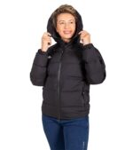 Chaqueta Térmica de Plumas Wendigo Mujer Negro, Vista Frontal con Capucha