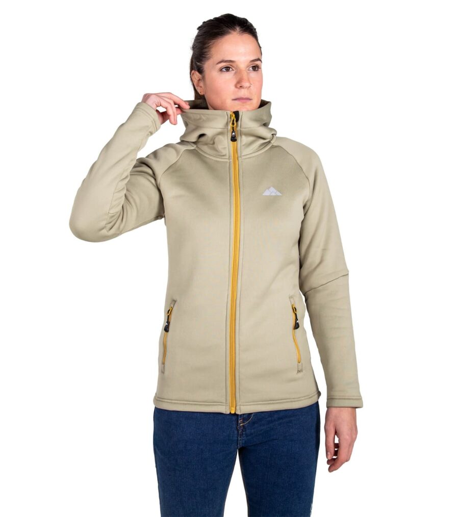 Forro Polar Veletta Mujer Beige, Vista Frontal Abierto