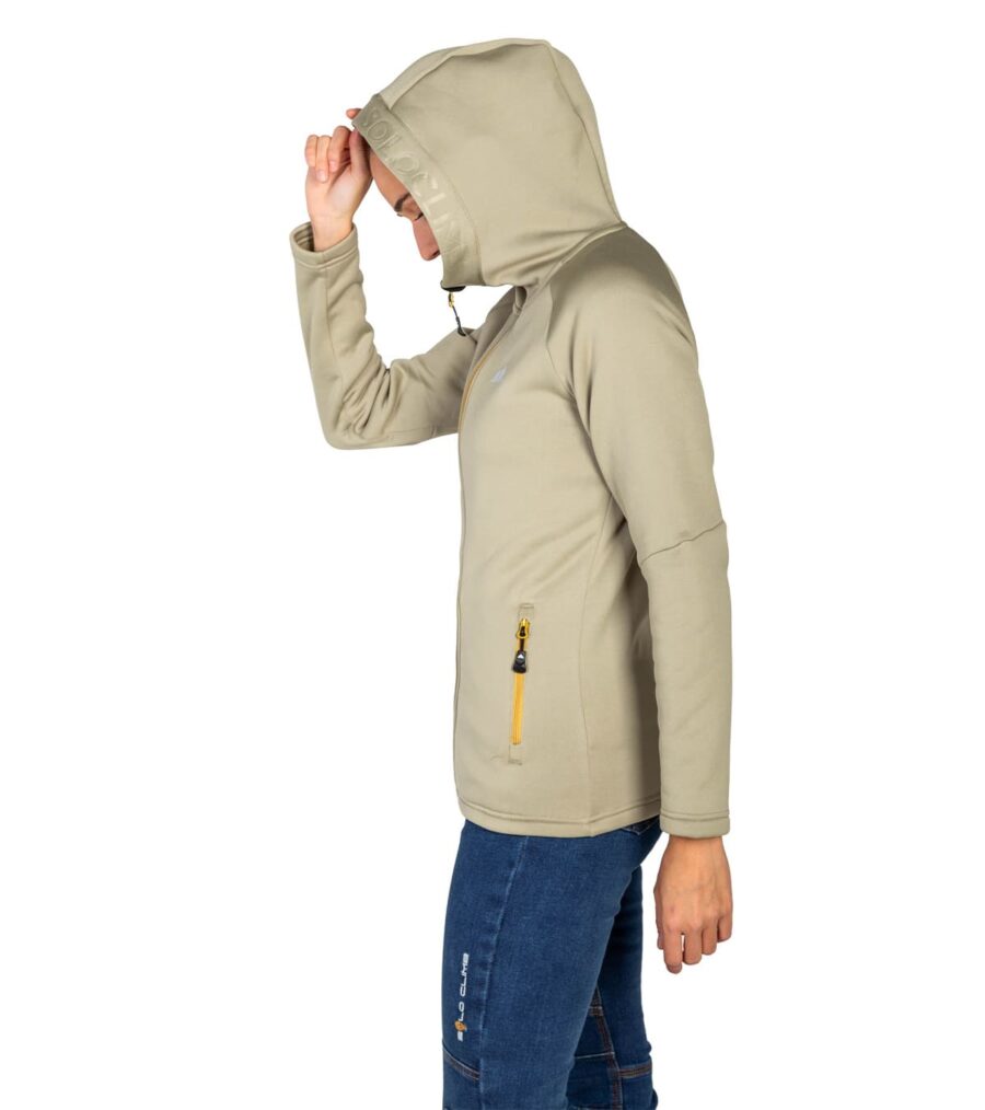 Forro Polar Veletta Mujer Beige, Vista de Perfil con Capucha