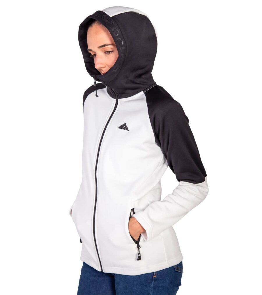 Forro Polar Veletta Mujer Blanco, Capucha Puesta