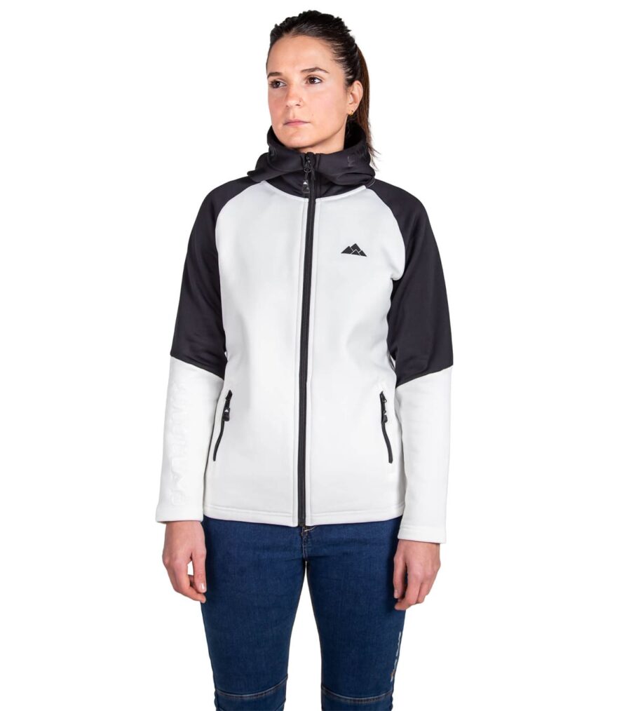 Forro Polar Veletta Mujer Blanco, Vista Frontal con Cuello Alto