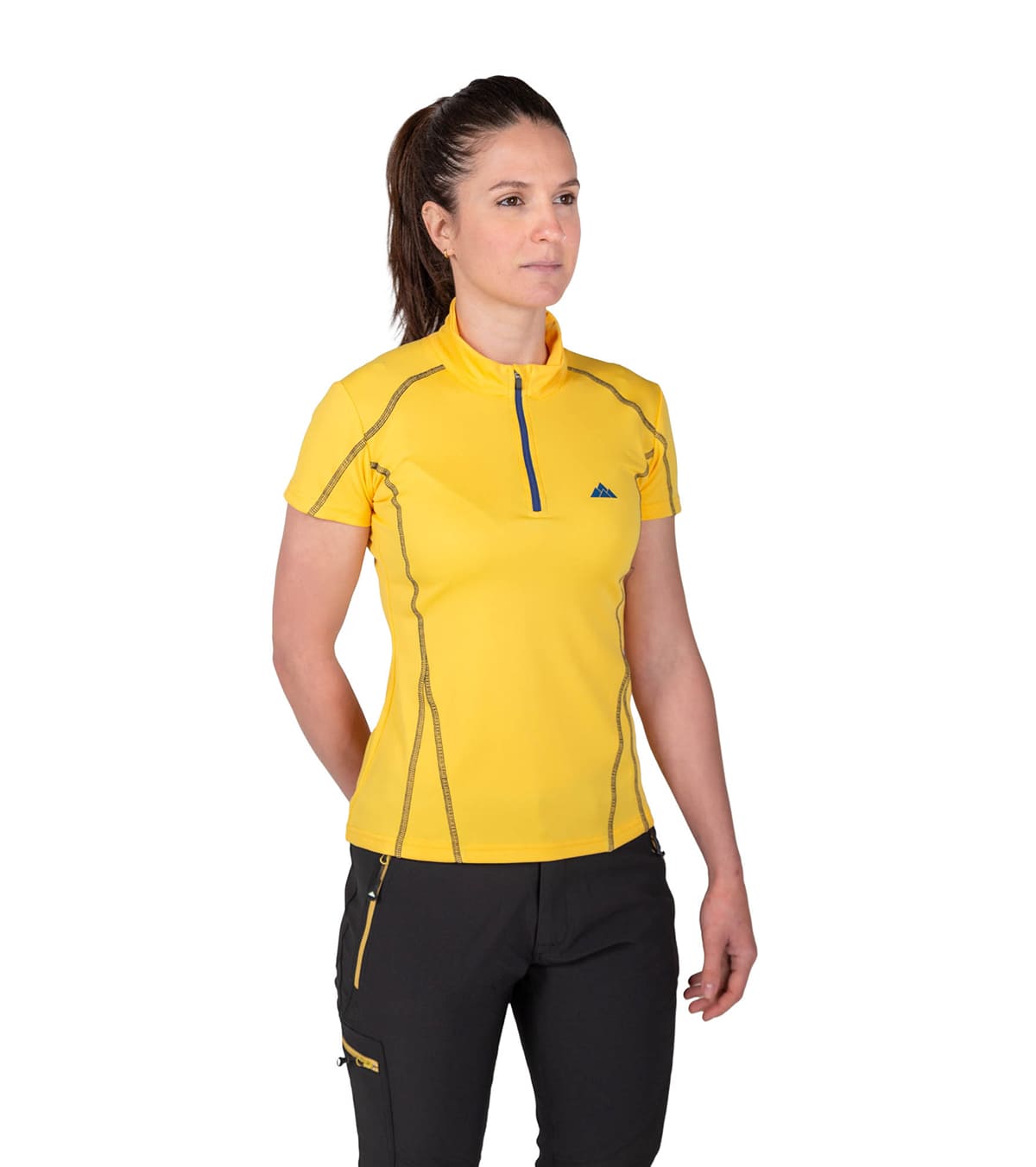 Camiseta transpirable Dry Machine de mujer en color amarillo, vista ladeada Camiseta transpirable Dry Machine de mujer en color amarillo, vista ladeada