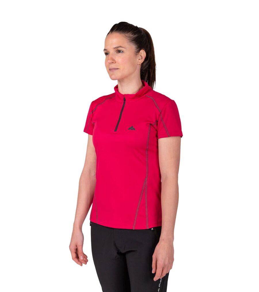 Camiseta transpirable Dry Machine de mujer en color burdeos, vista ladeada