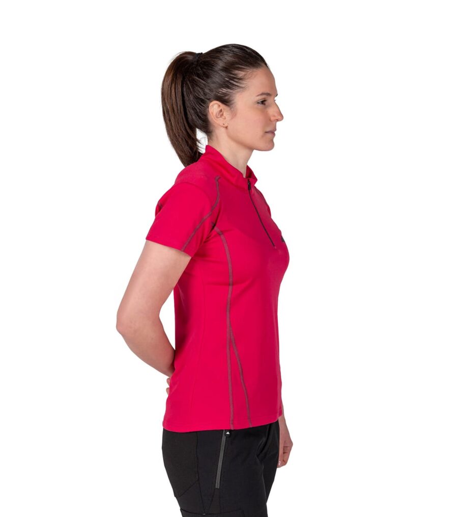 Camiseta transpirable Dry Machine de mujer en color burdeos, vista lateral