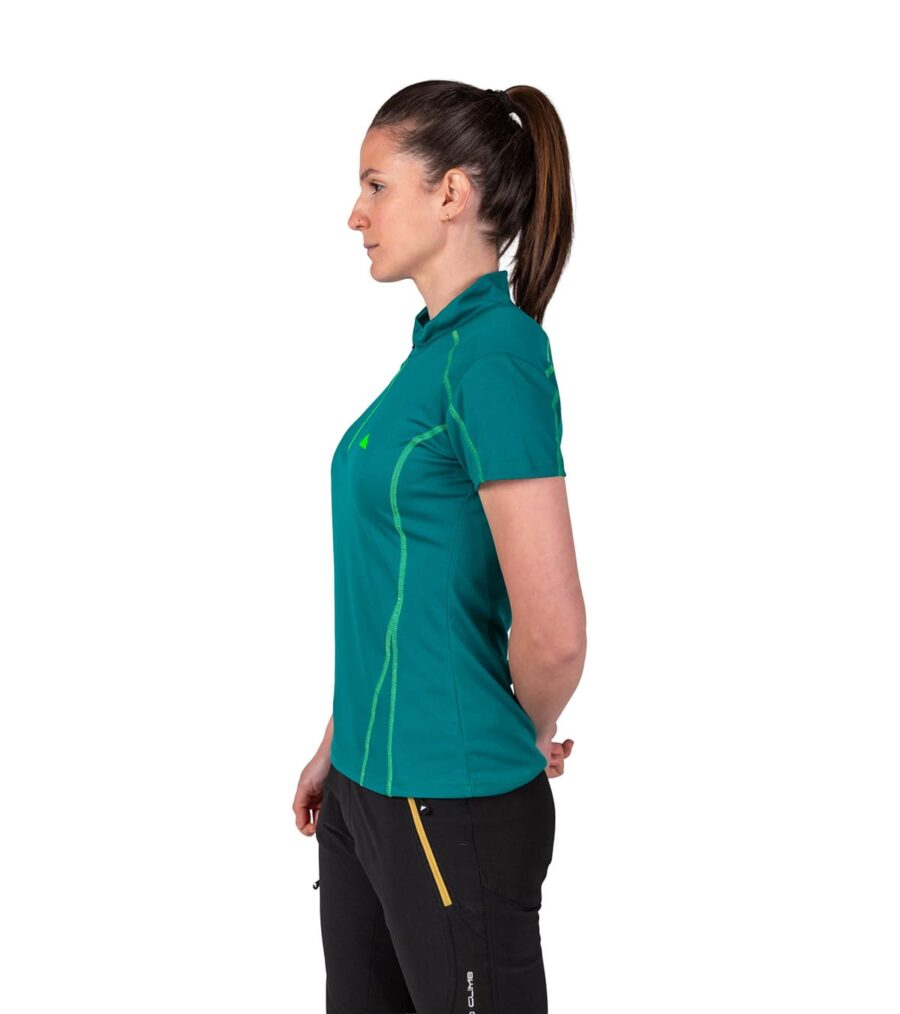 Camiseta transpirable Dry Machine de mujer en color verde, vista lateral